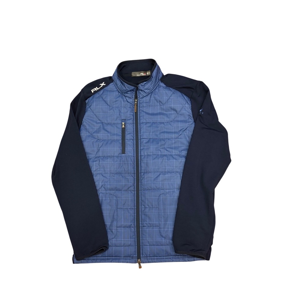 RLX Ralph Lauren Mens Blue Houndstooth Quilted Hybrid Golf Jacket XL Full Zip